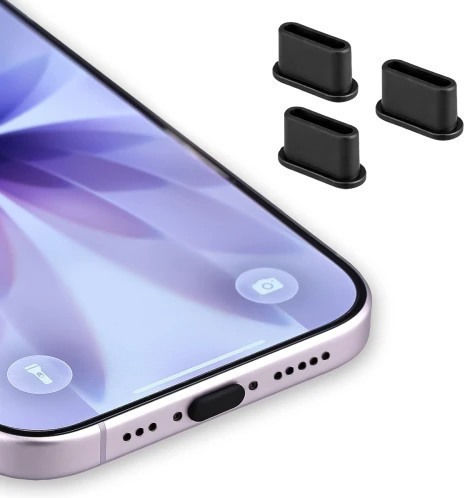 Protectoare Capac Port Usb-c Bizon Dop Praful Port Tip C Dispozitive Negre Set 3 Bucăți