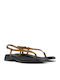 Dana Leder Flache Sandalen Für Damen Braun