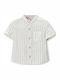 Kids Striped Short-Sleeved Linen White Shirt