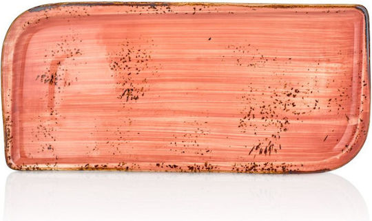 By Bone Rectangular Serving Platter Made of Orange Porcelain