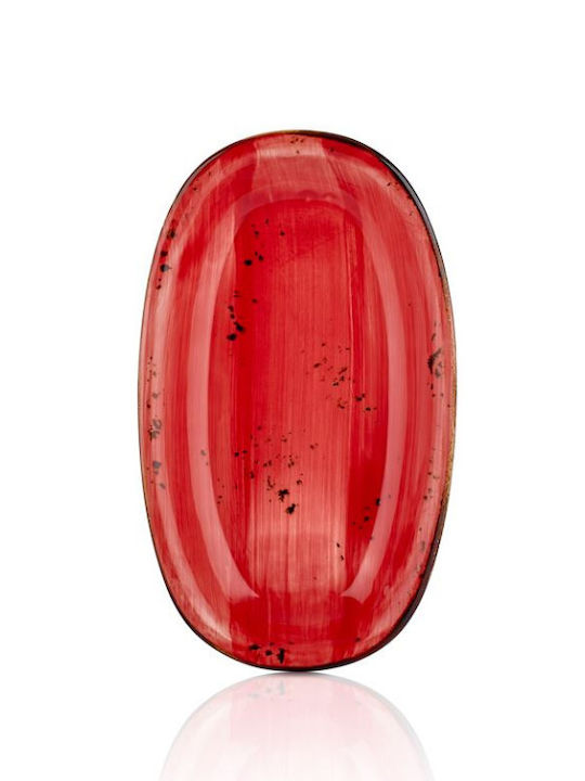 By Bone Oval Porcelain Red Serving Platter