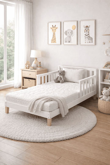 White Baby Foam Mattress With Protective Cover (80x130cm)