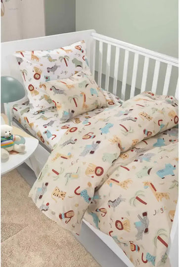 Guy Laroche Set Baby Sheets Crib Cotton Jungle Beige 115x170cm 3pcs