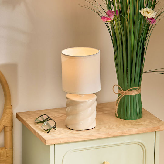 Noly Ceramic Table Lamp for E14 Fitting with White Shade and Base
