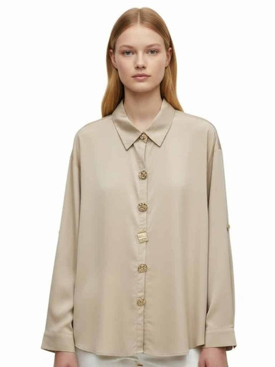 Rebekka Langärmeliges Damenhemd Beige