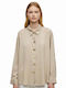 Long Sleeve Women's Cotton Shirt Beige