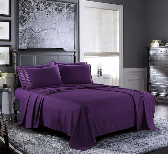 Kotonia Home Set Huse Pentru Pilote 100% Bumbac 150x200cm Simplu Cu Față De Pernă Violet