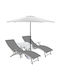 Șezlong Aluminiu Gri Set Cu Masă 2 Buc 170x52cm