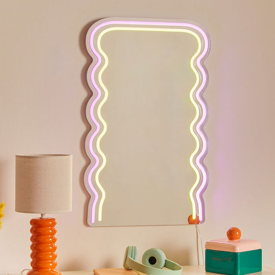 Wavy Ασύμμετρος Ροζ & LED Φωτισμό 60x38cm Wavy Ασύμμετρος Ροζ & LED Φωτισμό 60x38cm