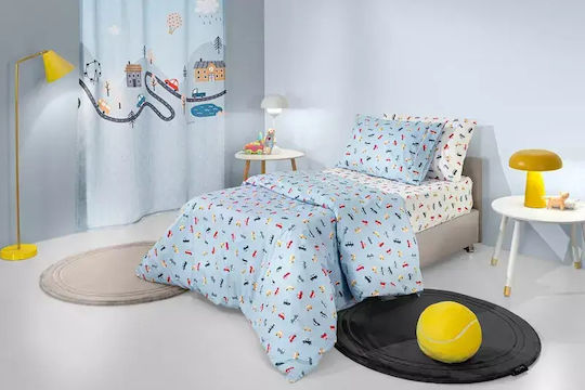 Guy Laroche Set Kinderbettlaken Baumwollroadtrip Himmel 165x250cm 3 Stück