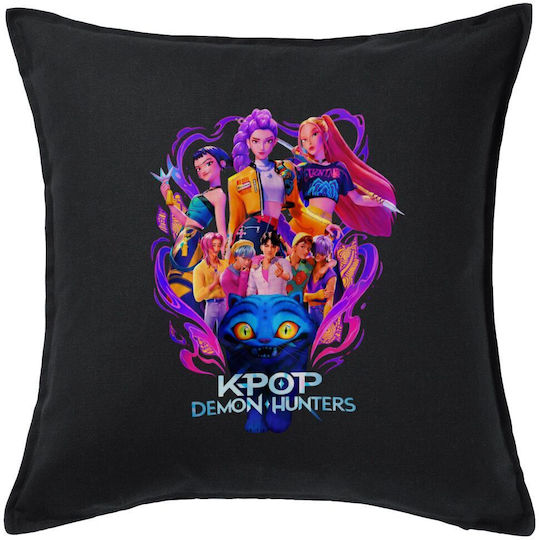 Koupakoupa Μαξιλάρι Καναπέ Kpop Demon Hunters Huntrix από 100% Βαμβάκι Μαύρο 50x50εκ.