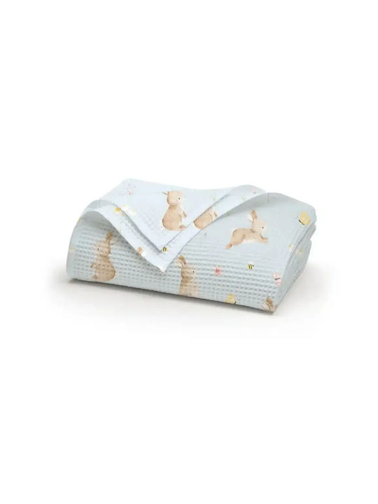 Borea Cot Blanket Blush Waffle Light Blue 110x140cm