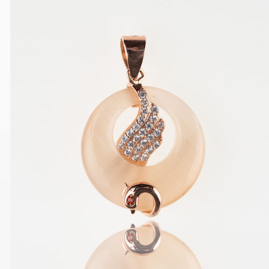 Anhänger Schwan Rosa Silber 925 Zirkon Rosa Vergoldung 18k Damen