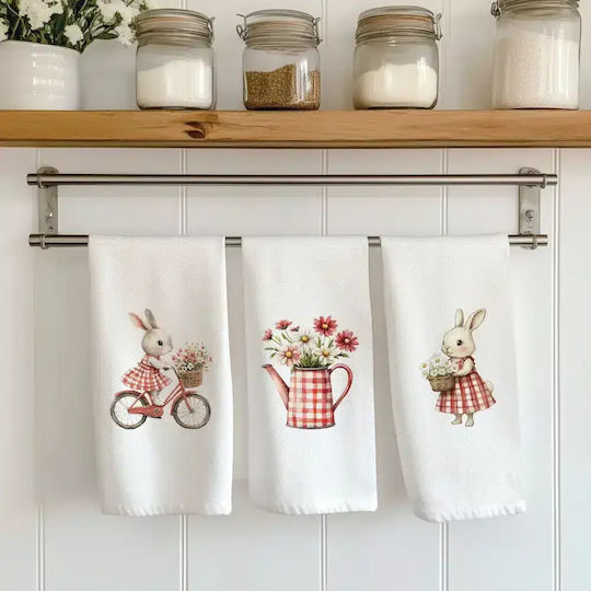 Borea Picnic Geschirrtuch in Weißer Farbe 50x70cm 3 Stück