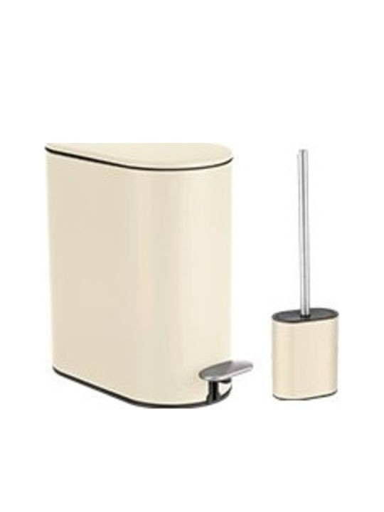 Sidirela Metallic Bathroom Brush and Bin Set So...