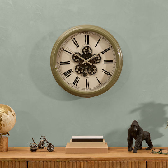 A-s Argo Silent Antique Metal Wall Clock Khaki Ø52.5cm