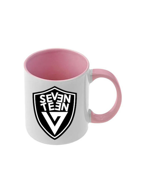 Κούπα Kpop Seventeen Ροζ Λαβή Εσωτερικό