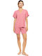 Pink Label Summer Women's Pyjama Set Peach Pink