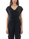 Women's Sleeveless Blouse with V-Neckline Black