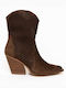 Women's Cowboy Ankle Boots with Medium Heel Brown