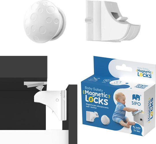 Sipo Cabinet and Drawer Lock with Magnet Plastic 4 Pieces