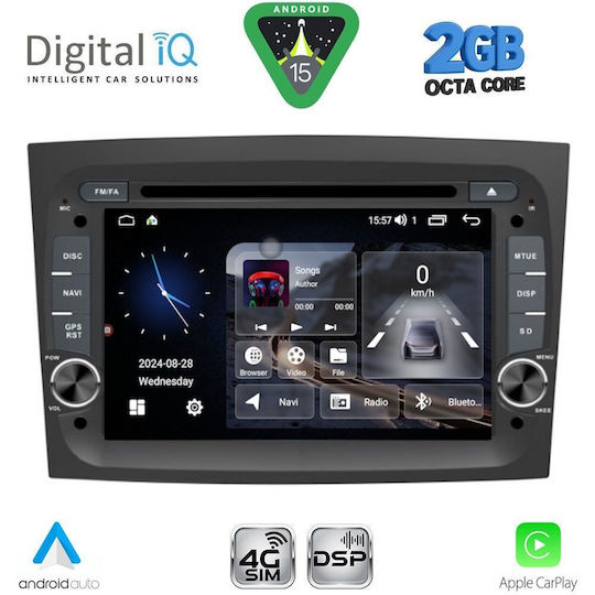 Digital IQ Car Audio System for Fiat Doblo 2015-2022 (Bluetooth/USB/WiFi/GPS/Apple CarPlay/Android Auto) with 7" Touch Screen
