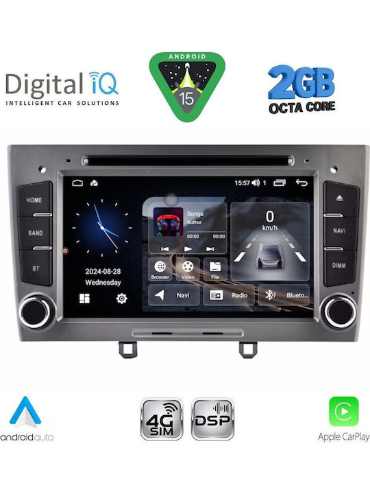Digital IQ Car Audio System for Peugeot 308 2007-2012 Bluetooth USB WiFi GPS Apple CarPlay Android Auto with 7" Touch Screen