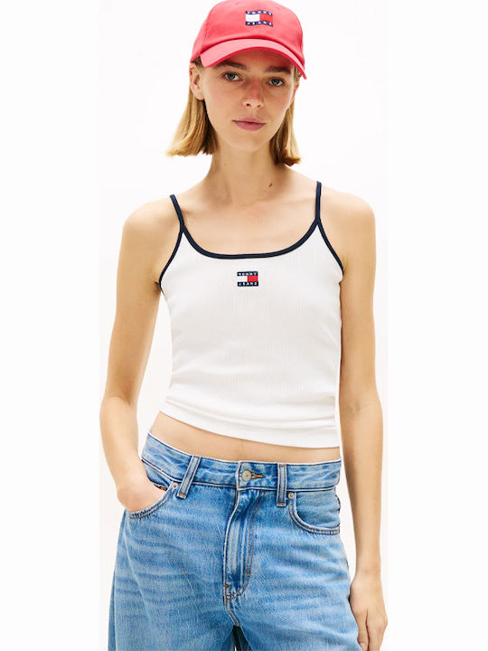 Tommy Hilfiger Дамска Блуза Памучна с Тънки Презрамки Бяла