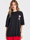 Damen T-Shirt Schwarz FBL013-156-04-Schwarz