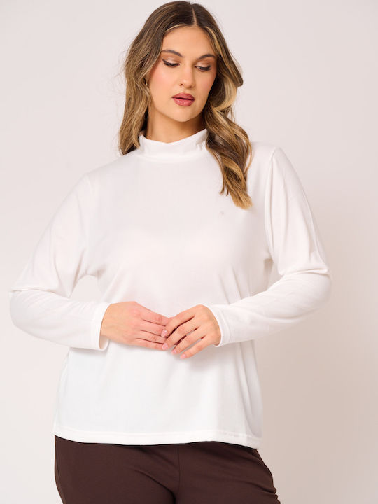 Women's Long Sleeve Turtleneck Blouse White