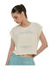 Women's Athletic Crop Top Short Sleeve Porcelain