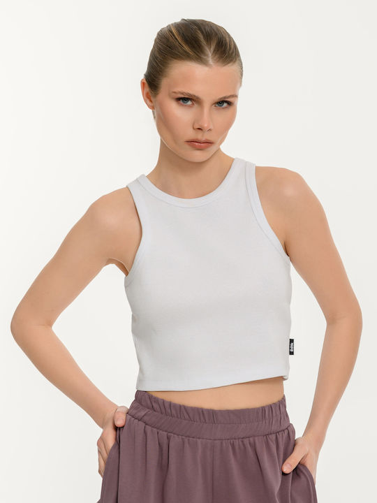 BodyTalk Γυναικείο Αθλητικό Crop Top Αμάνικο Λευκο