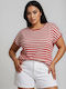 Women's Crop Top Striped Red