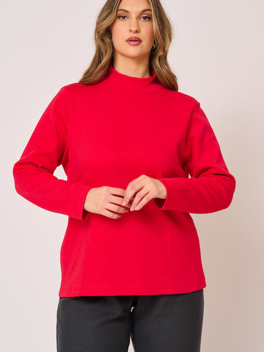 Damen Langärmeliges Rollkragenpullover Rote