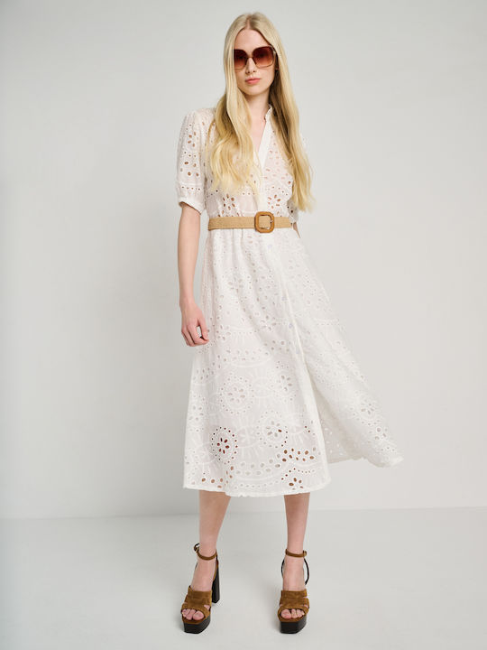 Sommer Midi Damenkleid Weiß