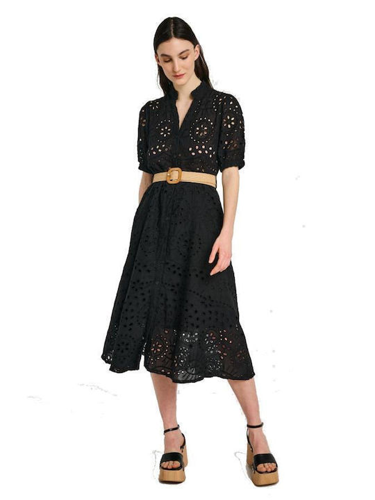 Staff Sommer Midi Damenkleid Schwarz