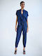 Damen Stoffhose mit Gummiband in Carrot Passform Blau