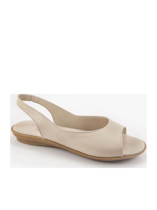 Safe Step Leder Flache Sandalen Für Damen Beige