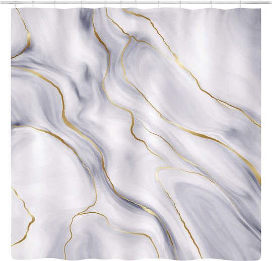 Landsh Κουρτίνα 180x200cm Λευκή–γκρι 009-YL-12615-16