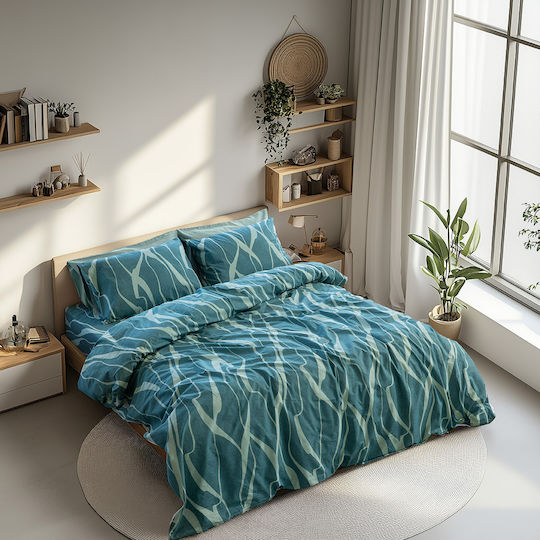 Beauty Home Σετ Πάπλωμα Μονό 160x230εκ. Glory Art 12378 Πετρόλ
