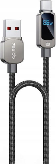 Data Cable Usb To Type-c 66w Led Display 1.2m Yesido Black