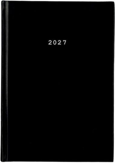 Next Дневник 2027 Basic Дневен С твърда корица Черен 14x21см Възможност за печат