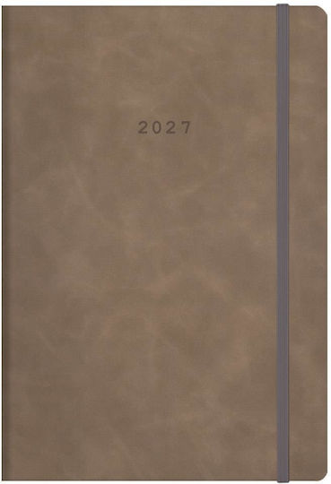 536720 Next Ημερολογιο 2027 Cuba Ημερησιο Flexi Καφε Λαστιχο 14x21εκ Δυνατοτητα Εκτυπωσης