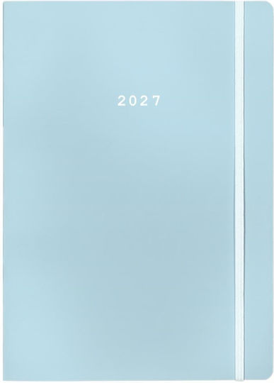 Next Дневник 2027 Пастел Ежедневен Flexi Светлосин Ластик 14x21см
