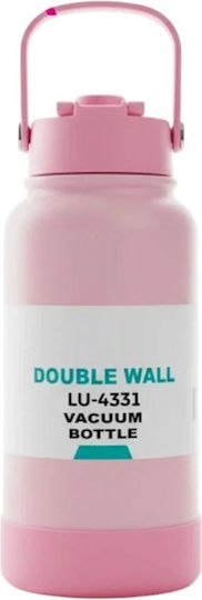 Tragbare Thermosflasche Thermosflasche Rostfreier Stahl / Kunststoff 800ml Rosa mit Handgriff
