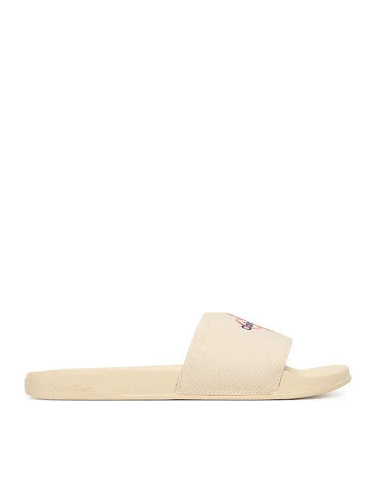 Calvin Klein Slides CALICO/PEACH PINK