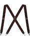 Miguel Bellido Smooth Elastic Strap Men's Suspenders Leather Fastenings 3.5 Cm Burgundy