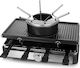 Emerio Tabletop Electric Grill Raclette Grooved Plate 1400W with Adjustable Thermostat 42x23cm