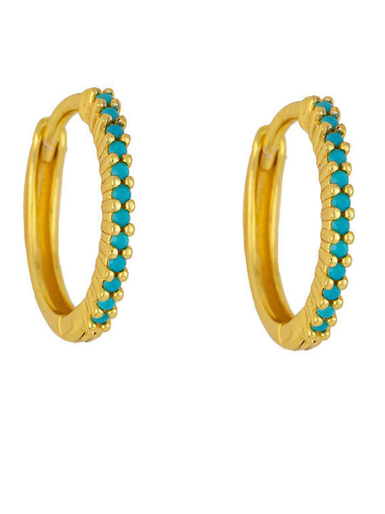 Excite-Fashion Silver Gold Plated Hoop Earrings with Turquoise Stones