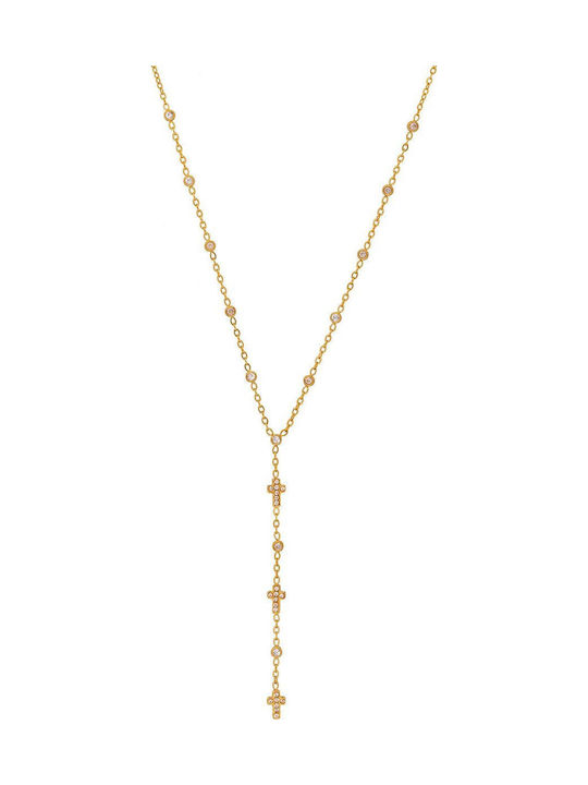 Excite-Fashion Rosary Necklace Made of Gold Plated Steel